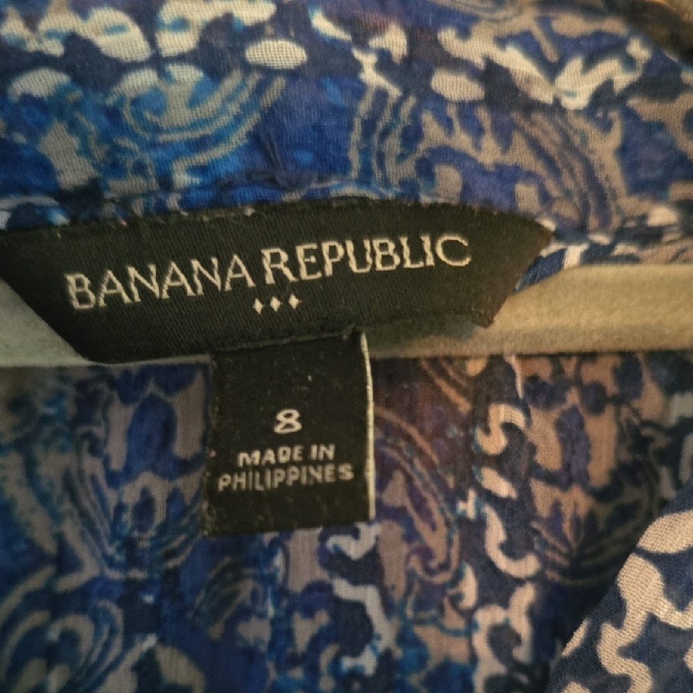 Banana Republic Blue and White Patterned Dress - Picture 2 of 2